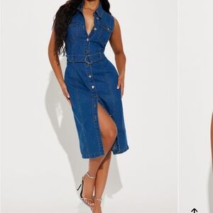 Fashion Nova Blue Denim Midi Dress